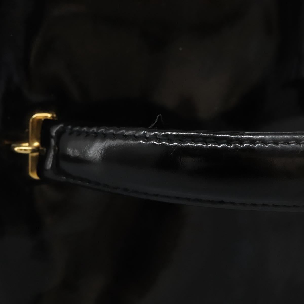 CHANEL Vanity Bag Patent Leather 2way Black Gold CC Auth 121811