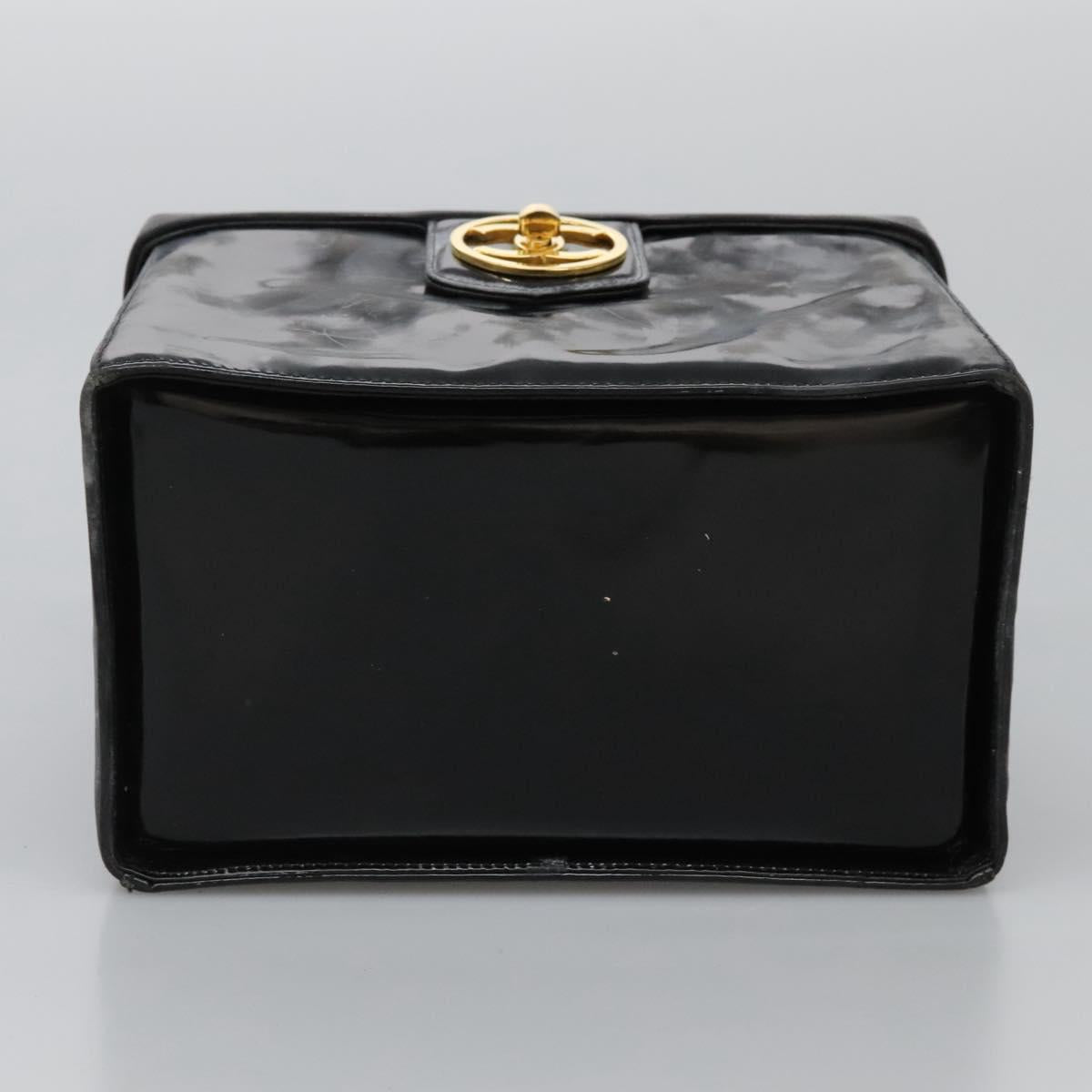 CHANEL Vanity Bag Patent Leather 2way Black Gold CC Auth 121811