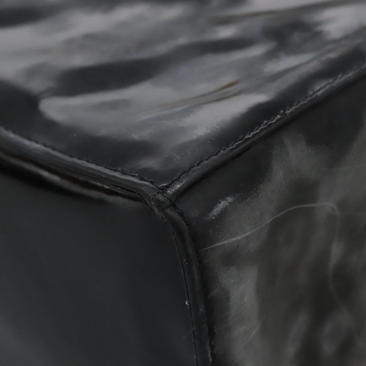 CHANEL Vanity Bag Patent Leather 2way Black Gold CC Auth 121811