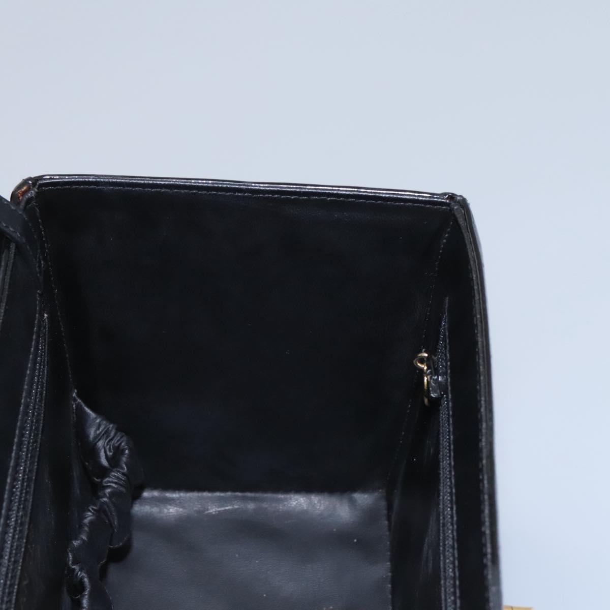 CHANEL Vanity Bag Patent Leather 2way Black Gold CC Auth 121811