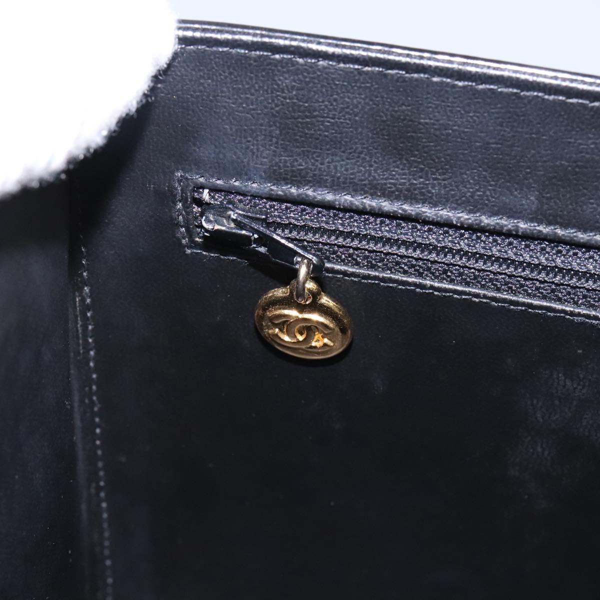 CHANEL Vanity Bag Patent Leather 2way Black Gold CC Auth 121811