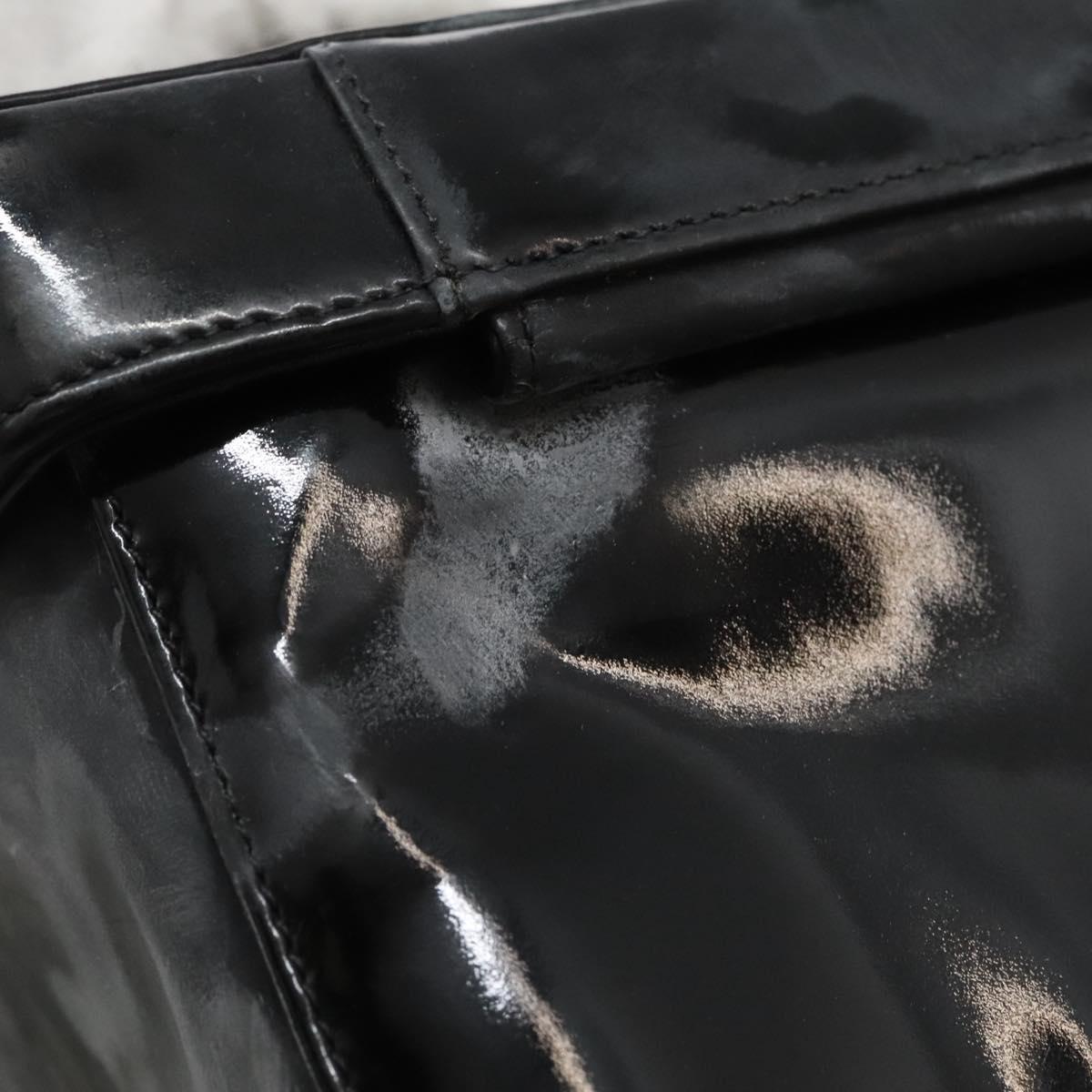 CHANEL Vanity Bag Patent Leather 2way Black Gold CC Auth 121811