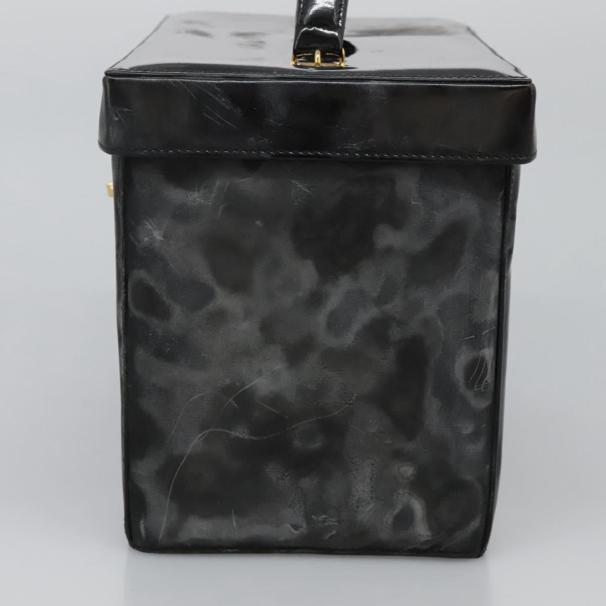 CHANEL Vanity Bag Patent Leather 2way Black Gold CC Auth 121811