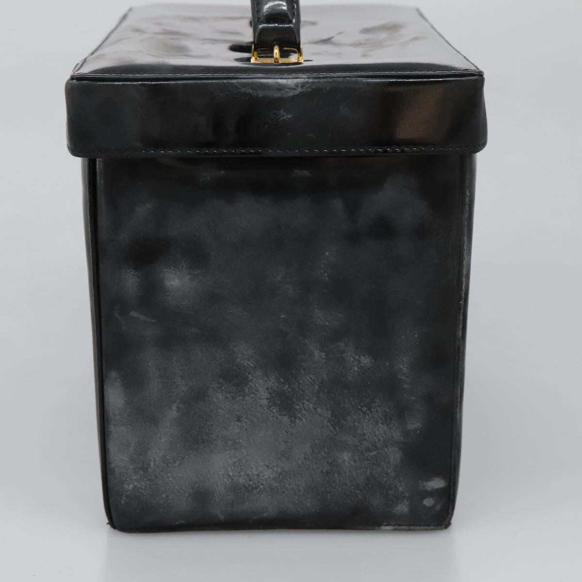 CHANEL Vanity Bag Patent Leather 2way Black Gold CC Auth 121811