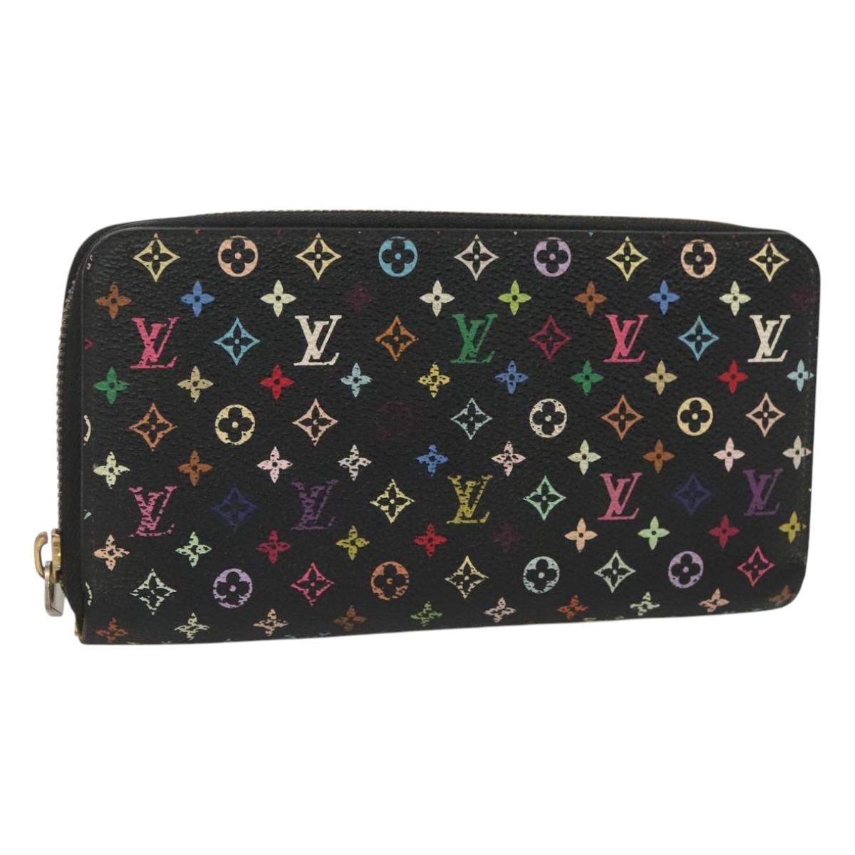 LOUIS VUITTON Monogram Multicolor Zippy Wallet Long Black M60243 LV Auth 121827
