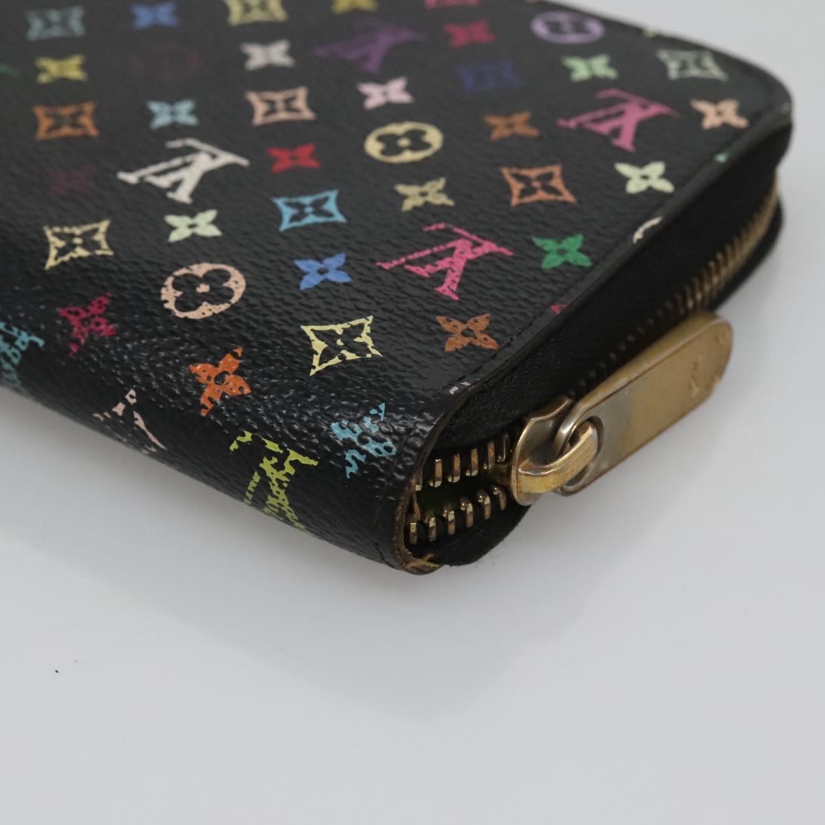 LOUIS VUITTON Monogram Multicolor Zippy Wallet Long Black M60243 LV Auth 121827