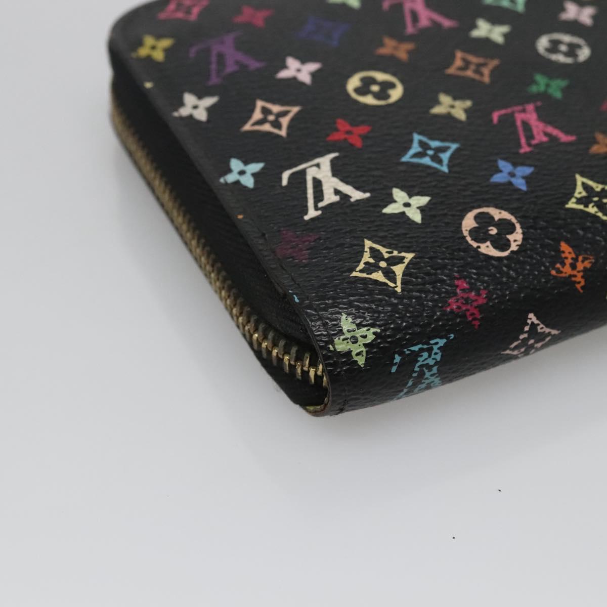 LOUIS VUITTON Monogram Multicolor Zippy Wallet Long Black M60243 LV Auth 121827