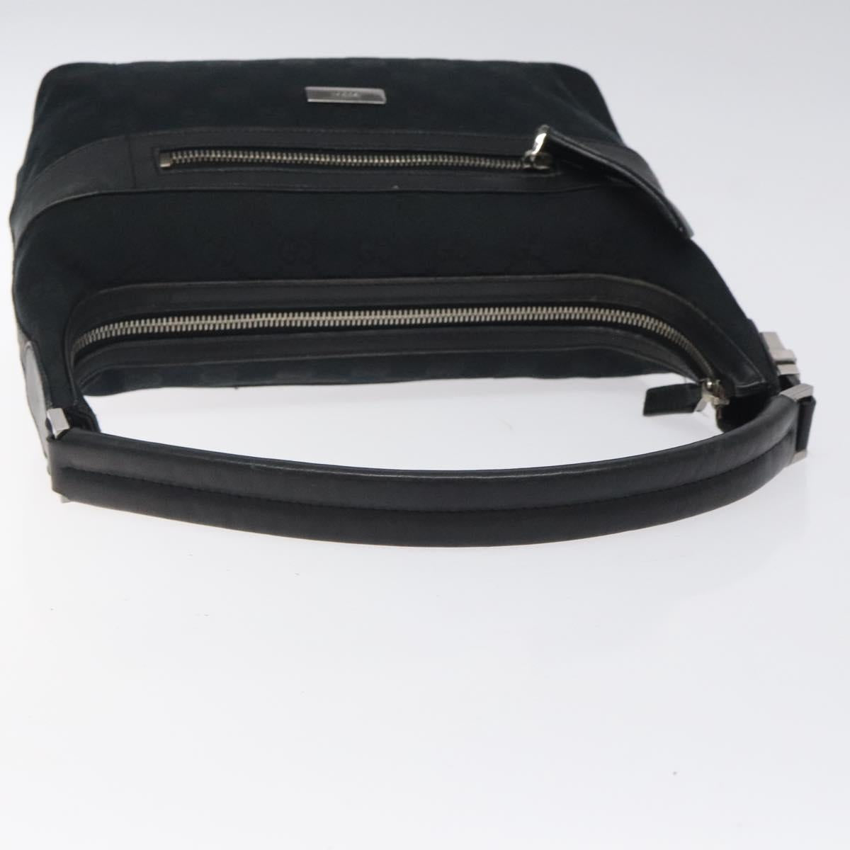 GUCCI GG Canvas Shoulder Bag Black Silver 0014302 Auth 121829