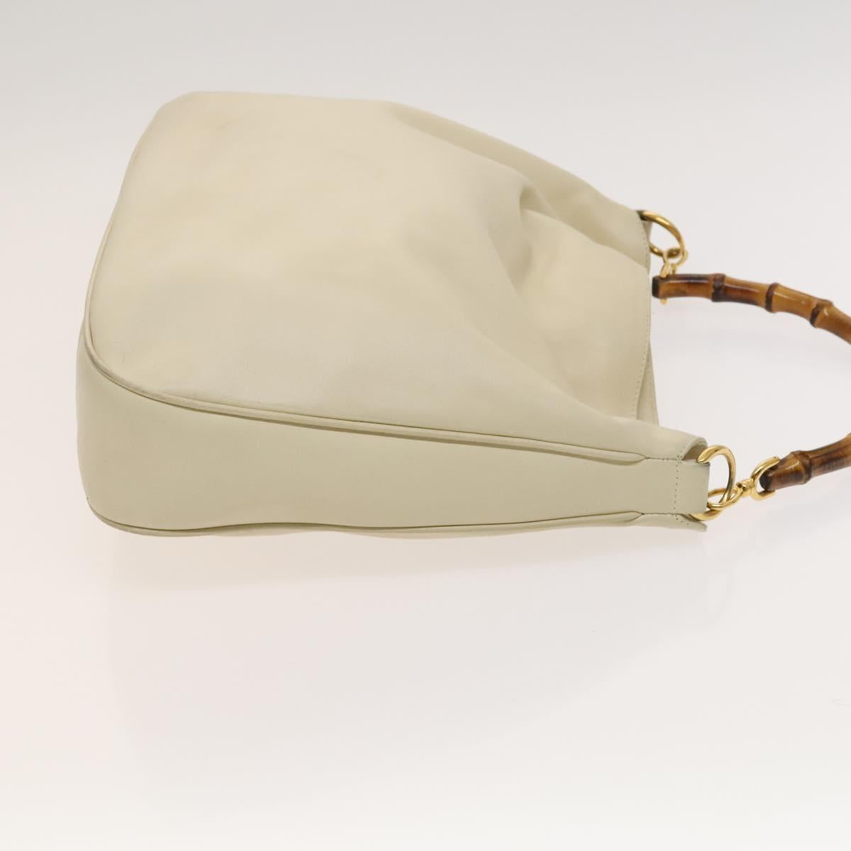 GUCCI Bamboo Shoulder Bag Leather 2way Cream Gold 001 1577 Auth 121835