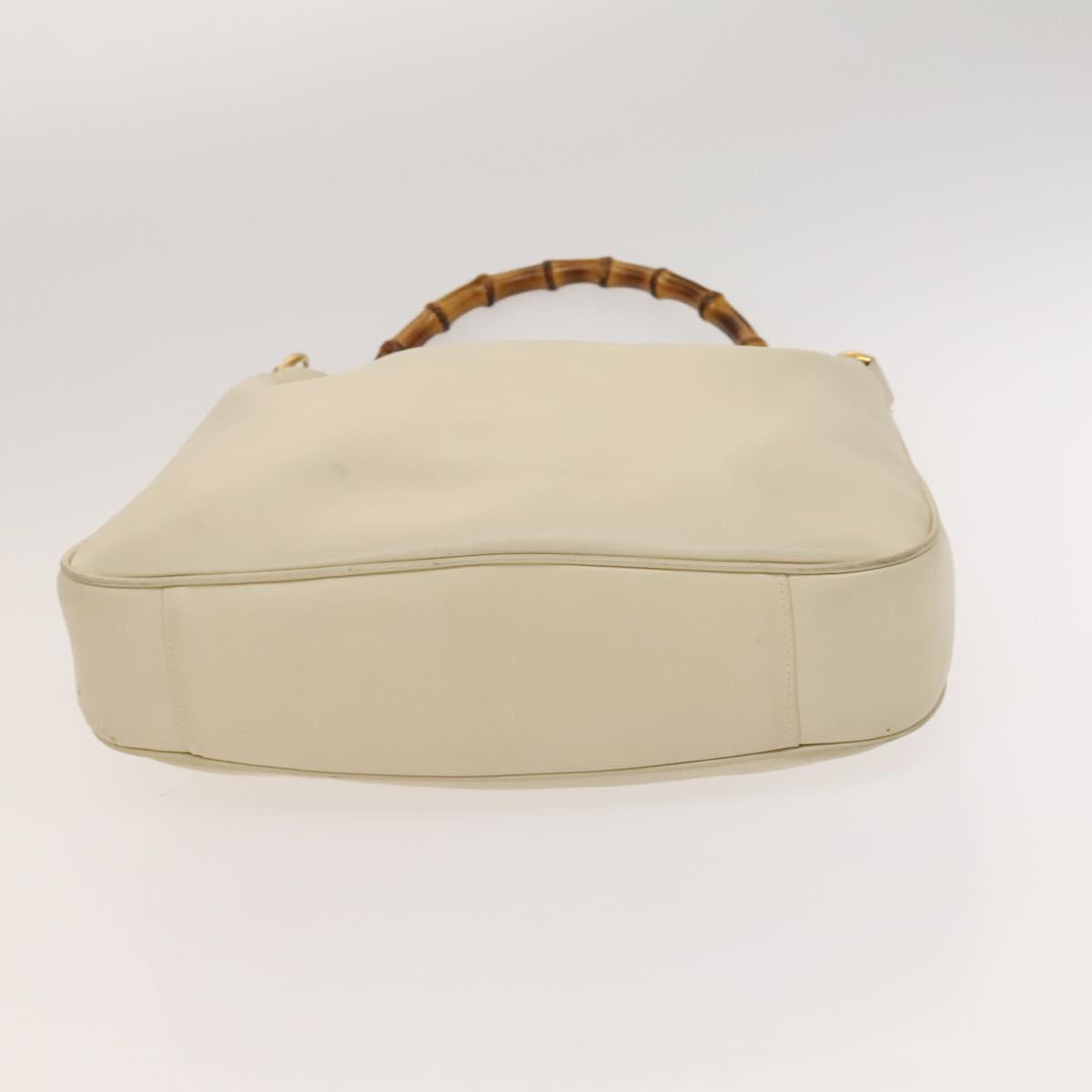 GUCCI Bamboo Shoulder Bag Leather 2way Cream Gold 001 1577 Auth 121835