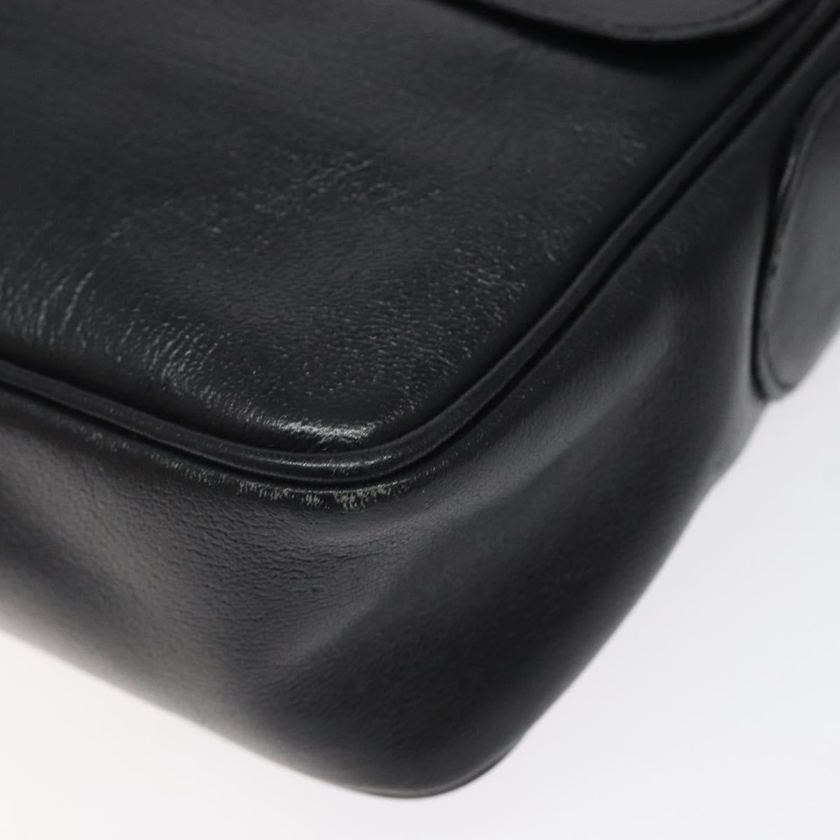 CELINE Shoulder Bag Leather Black Gold Auth 121842