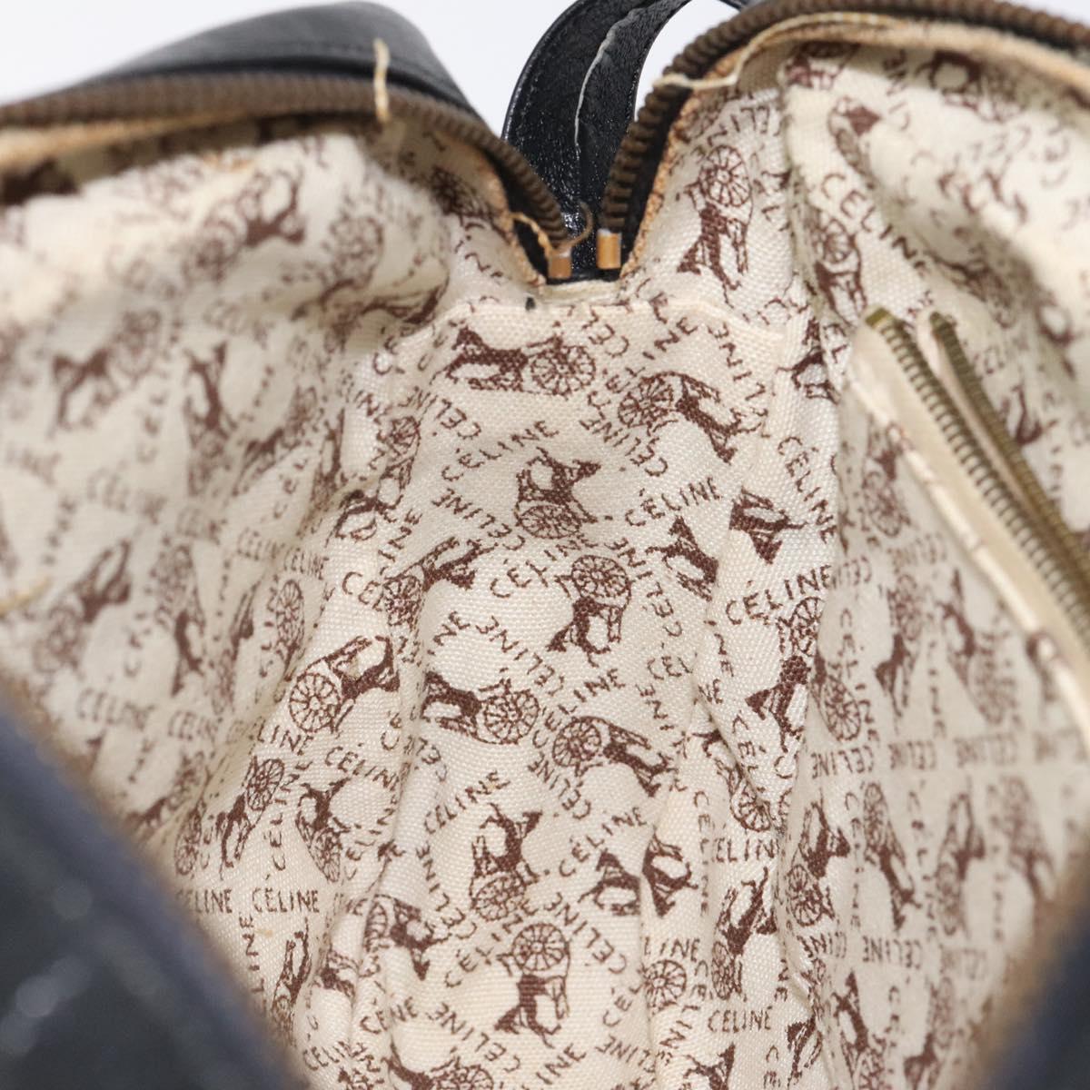 CELINE Shoulder Bag Leather Black Gold Auth 121842