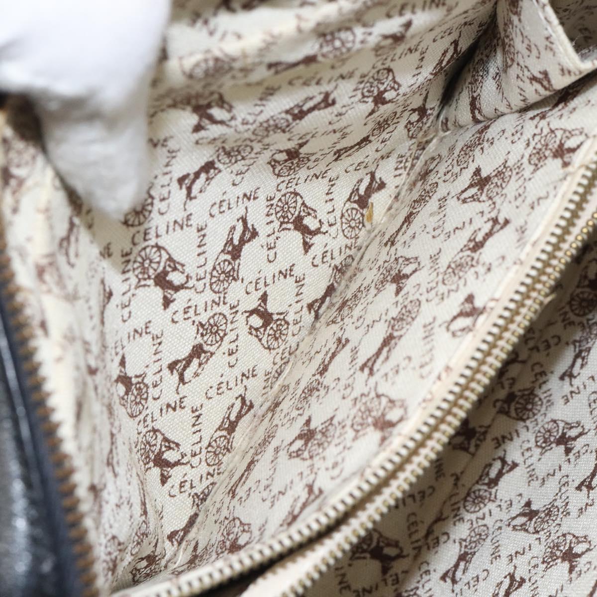 CELINE Shoulder Bag Leather Black Gold Auth 121842