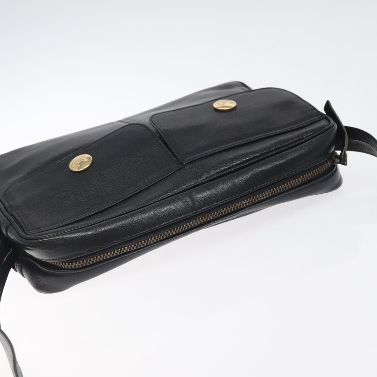 CELINE Shoulder Bag Leather Black Gold Auth 121842