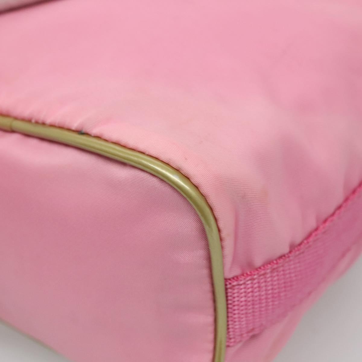 PRADA Hand Bag Nylon Pink Silver Auth 121843