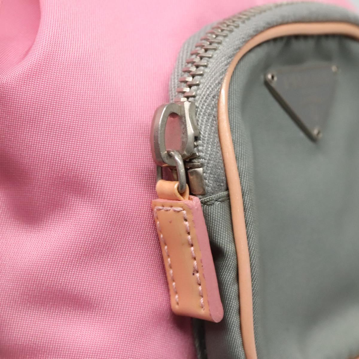 PRADA Hand Bag Nylon Pink Silver Auth 121843