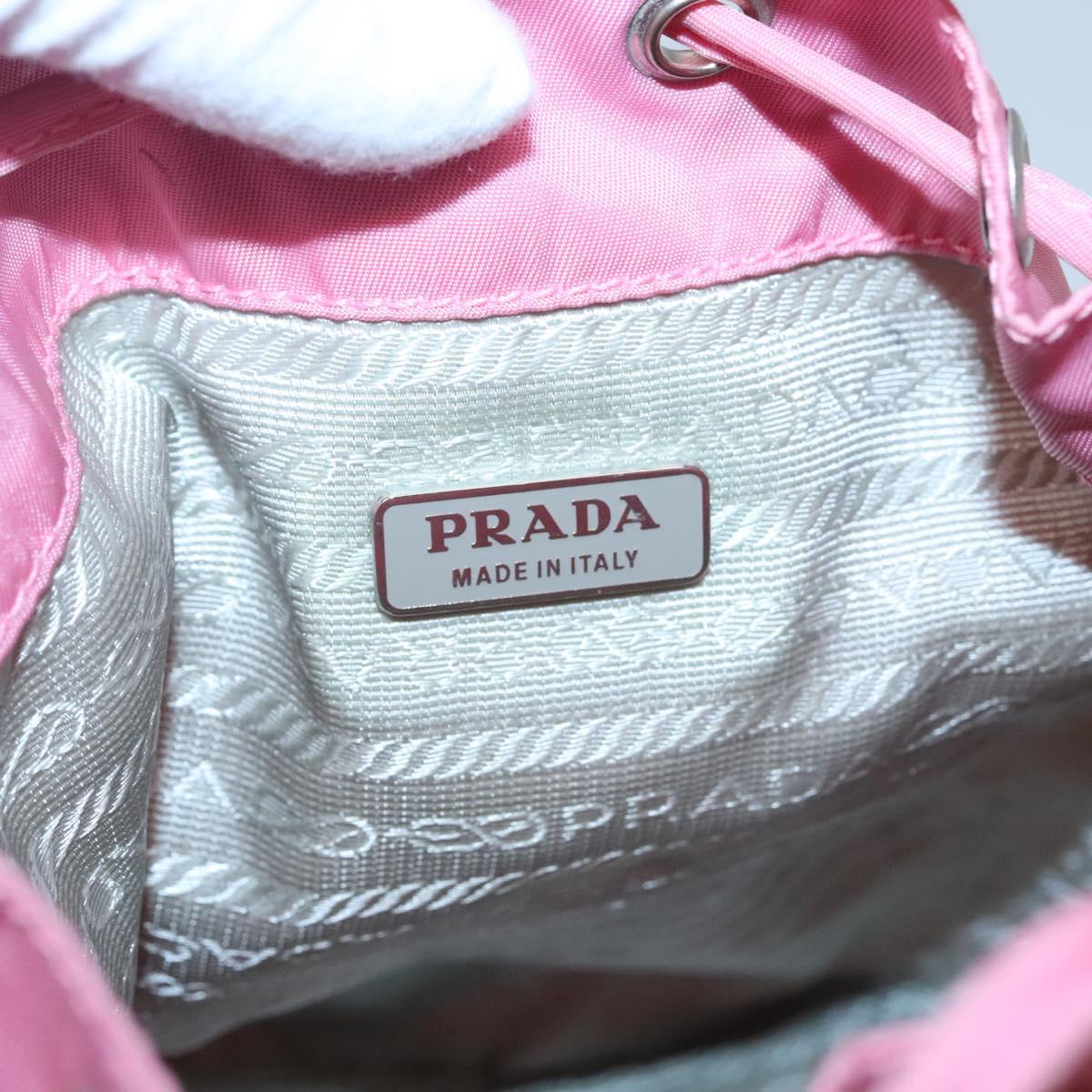PRADA Hand Bag Nylon Pink Silver Auth 121843