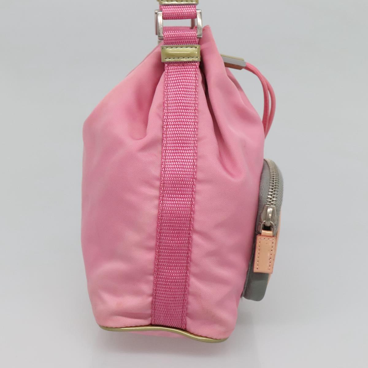PRADA Hand Bag Nylon Pink Silver Auth 121843