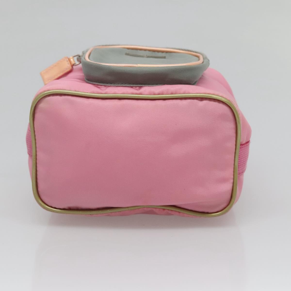 PRADA Hand Bag Nylon Pink Silver Auth 121843