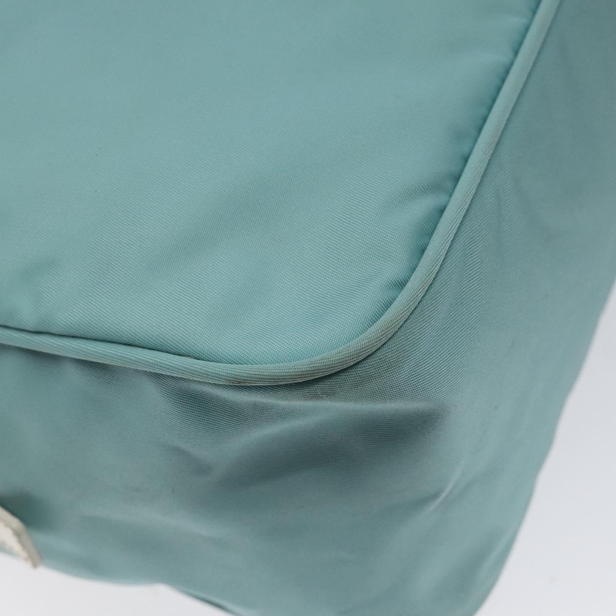 PRADA Hand Bag Nylon Blue Silver Auth 121844