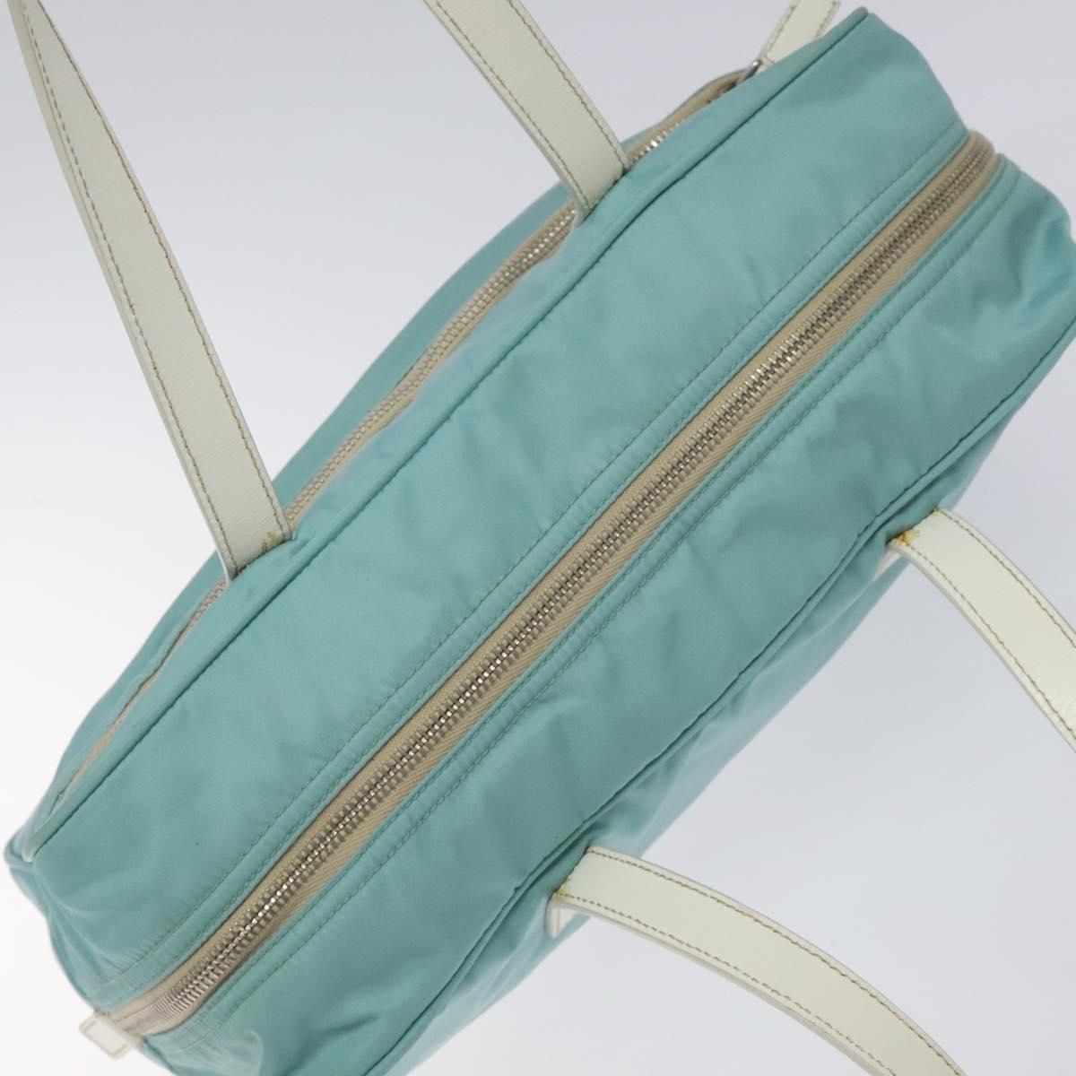 PRADA Hand Bag Nylon Blue Silver Auth 121844