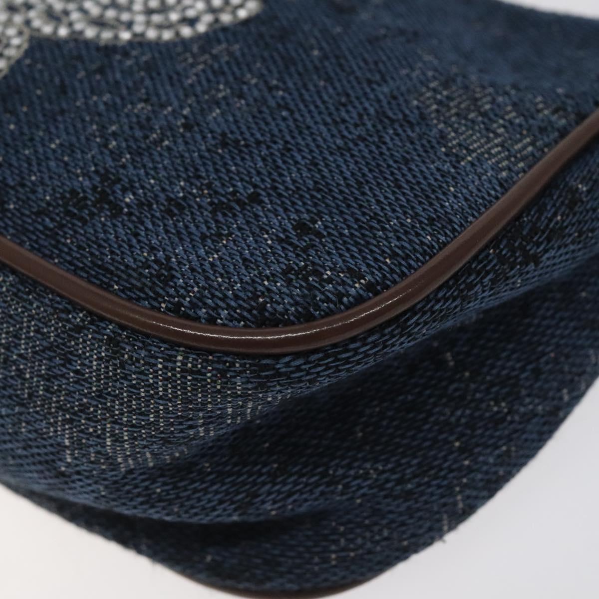 MCM Accessory Pouch Canvas Navy Silver Auth 121847