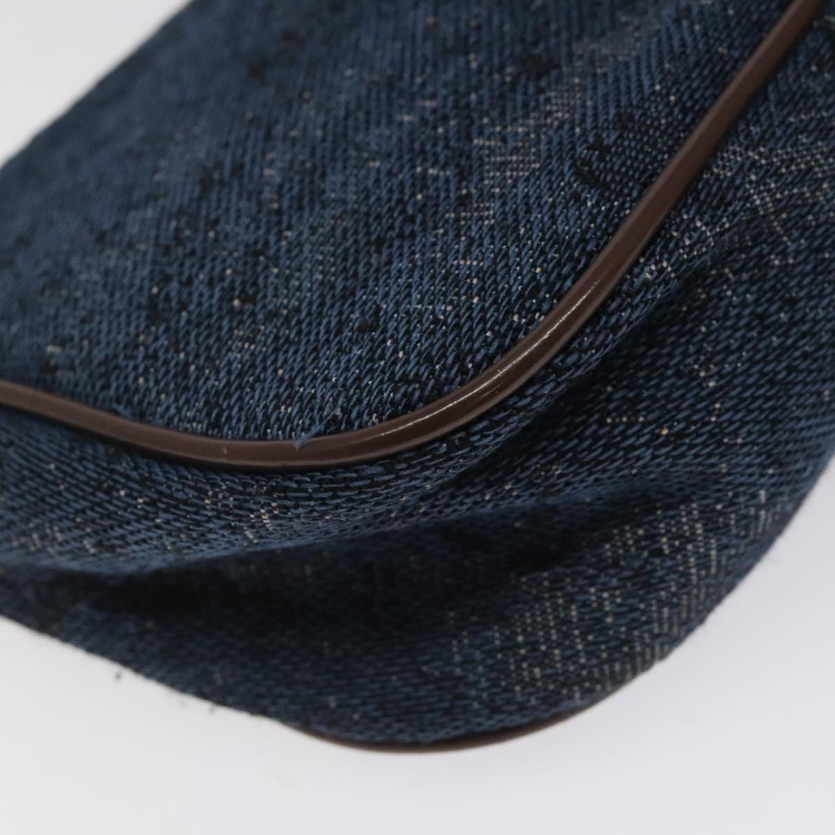 MCM Accessory Pouch Canvas Navy Silver Auth 121847