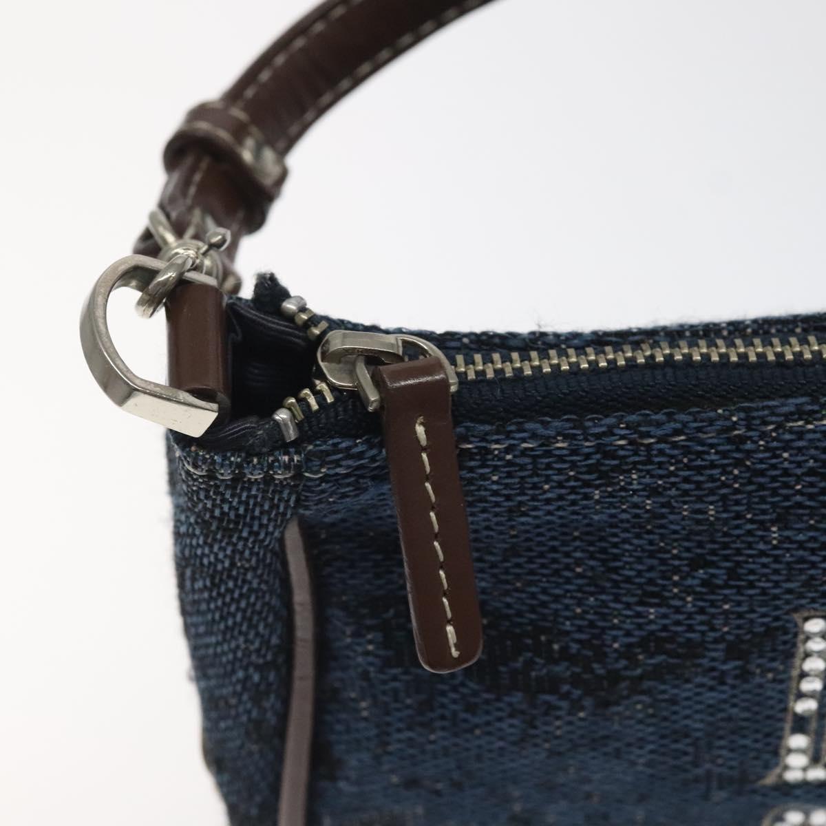 MCM Accessory Pouch Canvas Navy Silver Auth 121847