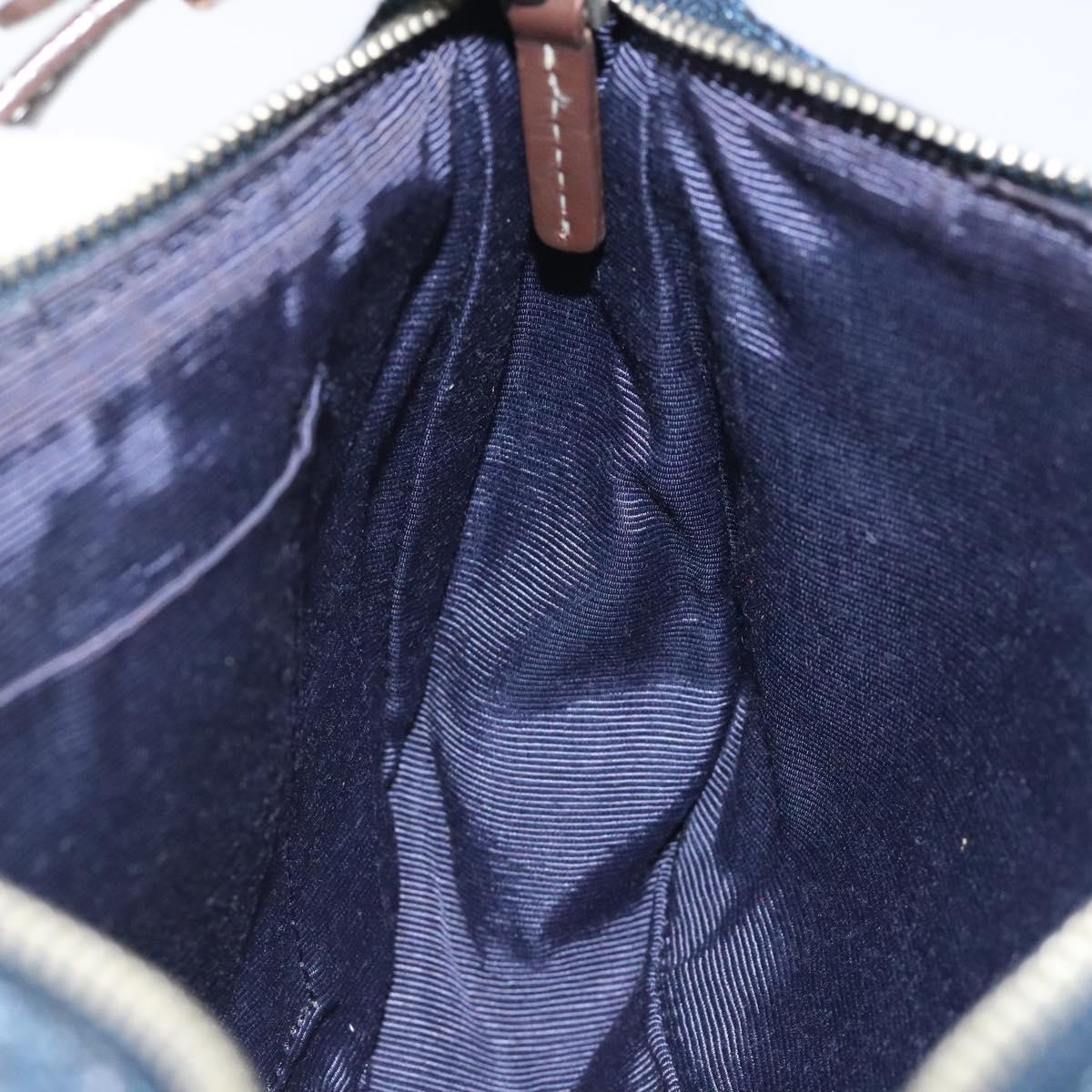 MCM Accessory Pouch Canvas Navy Silver Auth 121847
