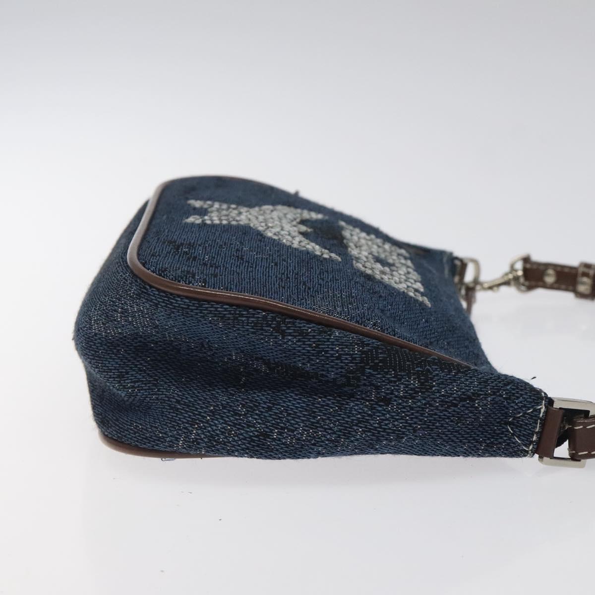 MCM Accessory Pouch Canvas Navy Silver Auth 121847