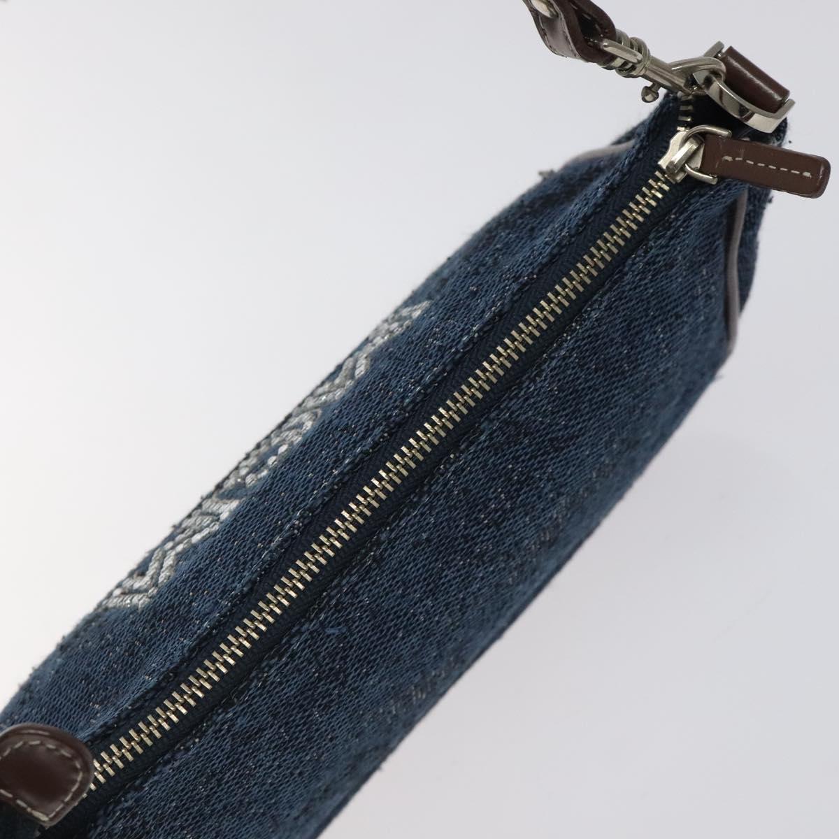 MCM Accessory Pouch Canvas Navy Silver Auth 121847