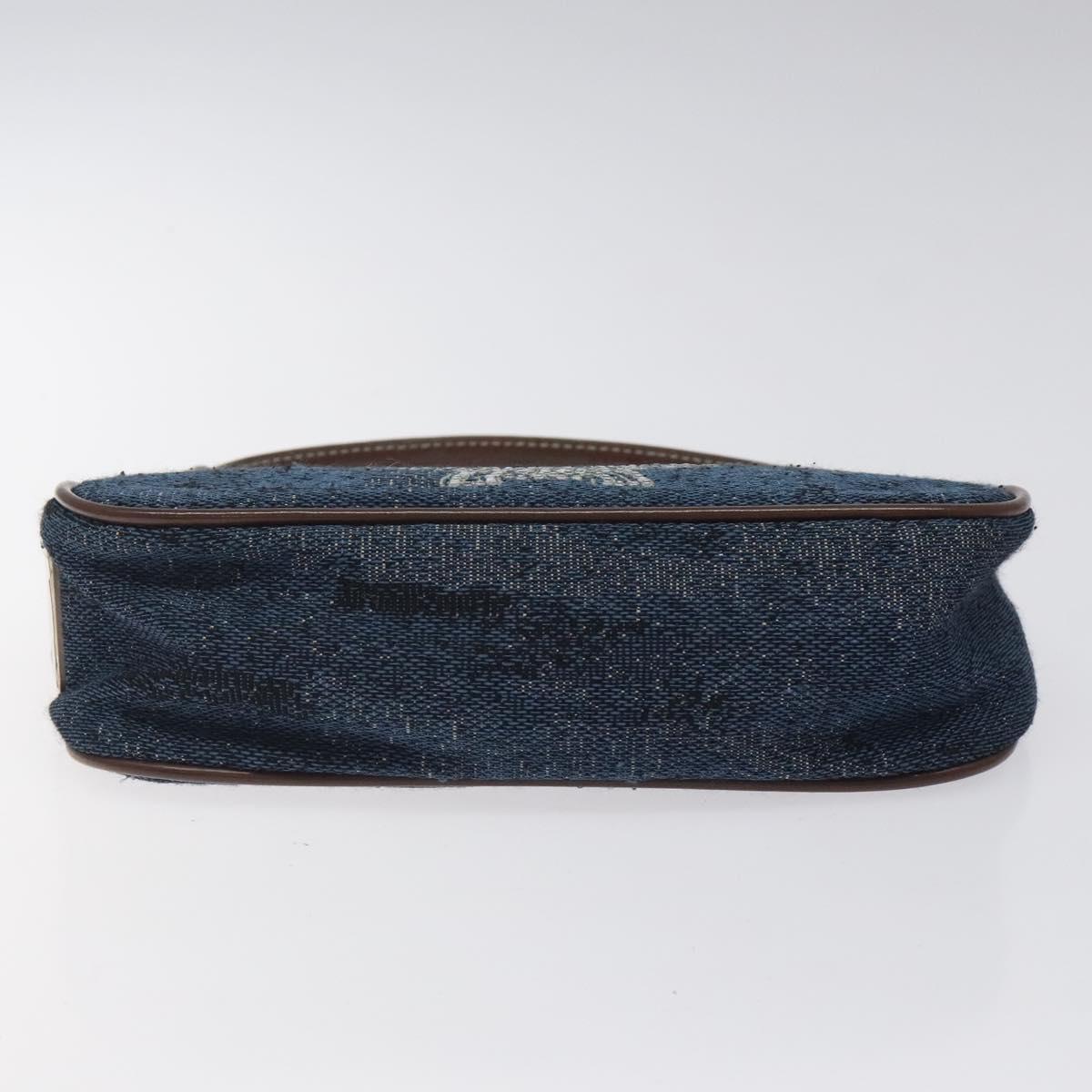 MCM Accessory Pouch Canvas Navy Silver Auth 121847