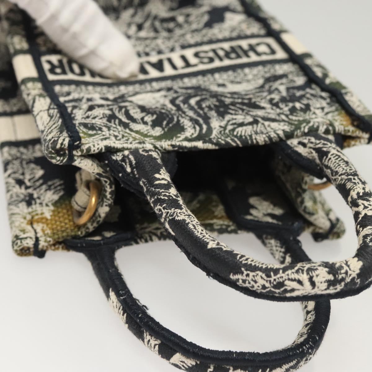 Christian Dior Mini Vertical Hand Bag Canvas 2way Black Auth 121850