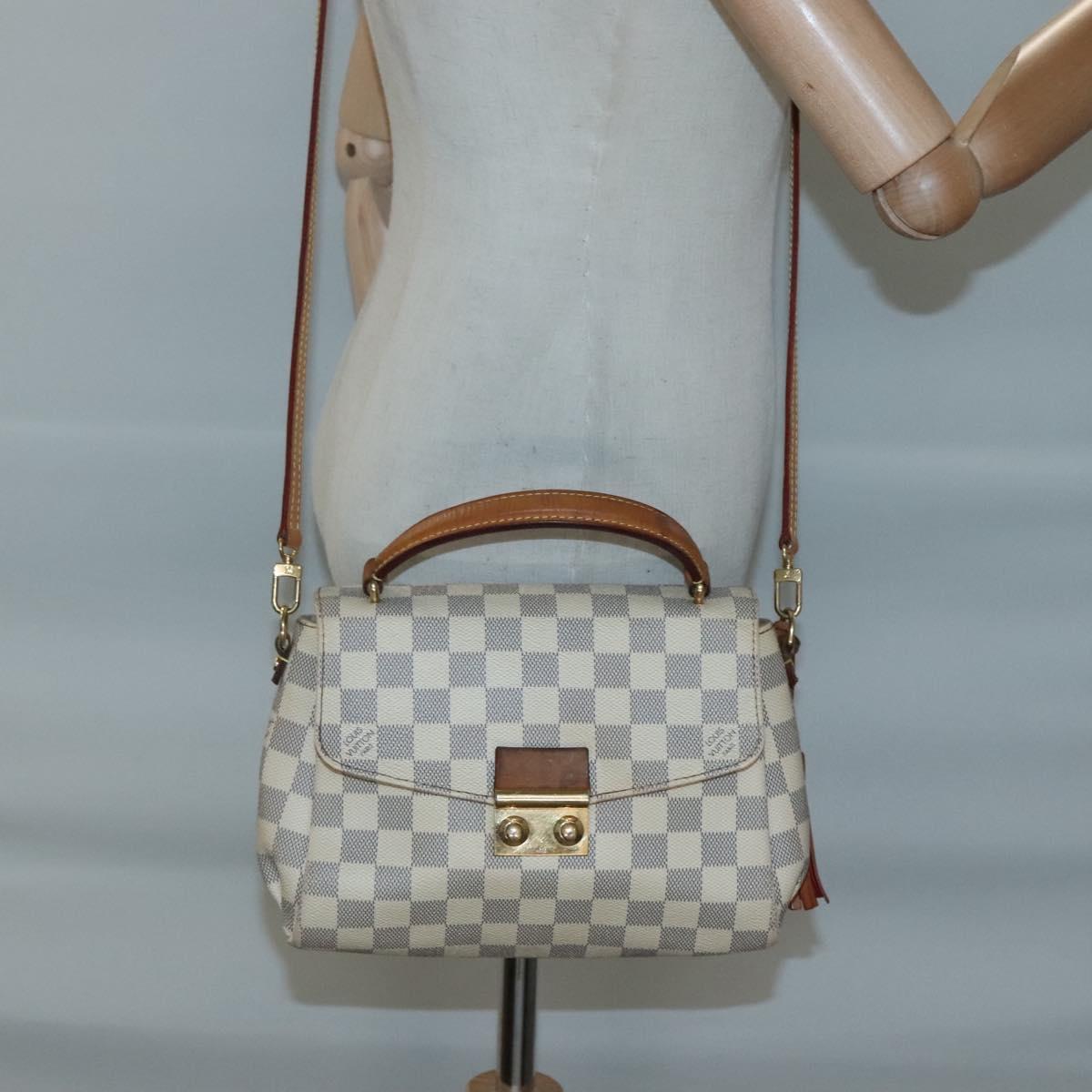 LOUIS VUITTON Damier Azur Croisette Hand Bag 2way N41581 LV Auth 121869