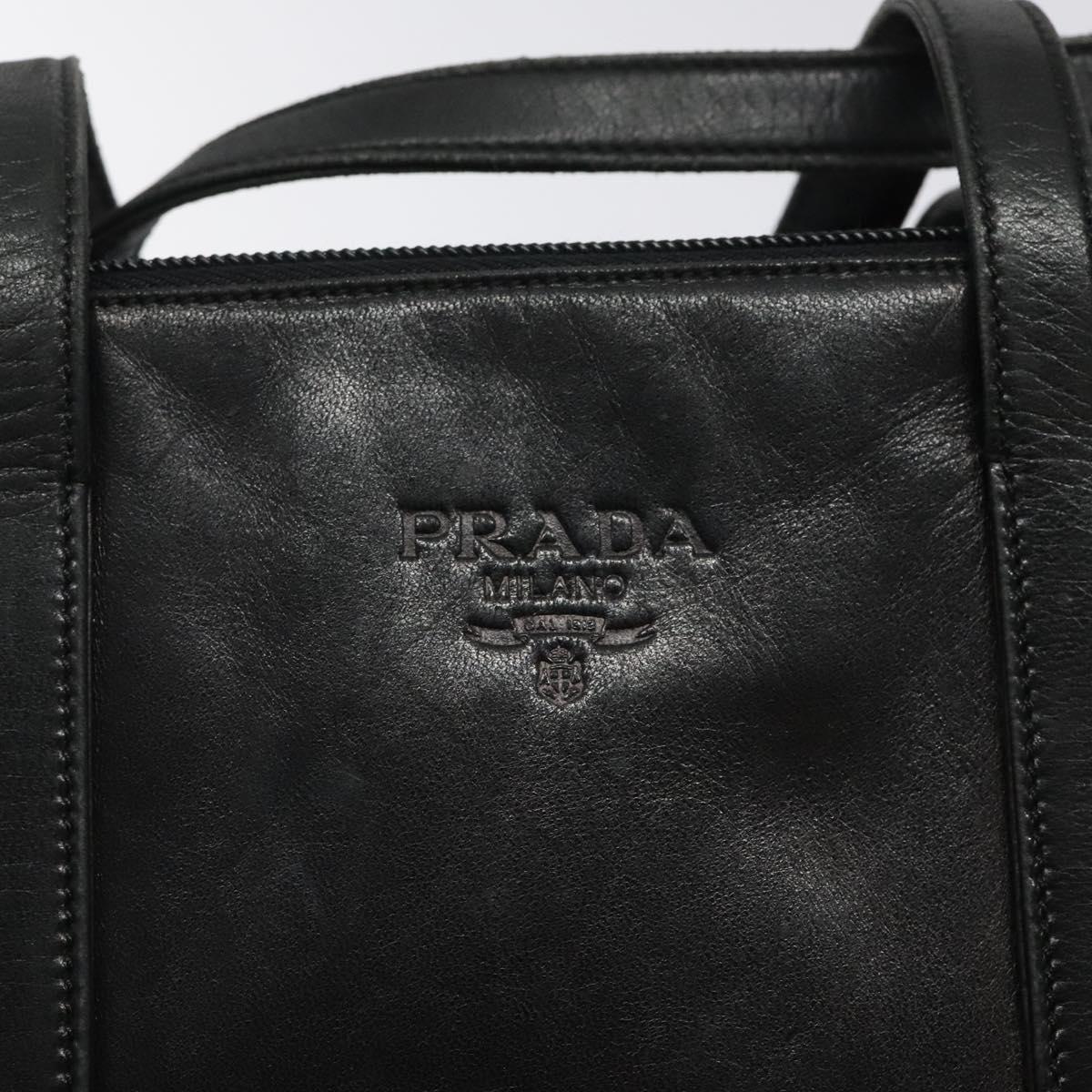 PRADA Hand Bag Leather Black Auth 121881