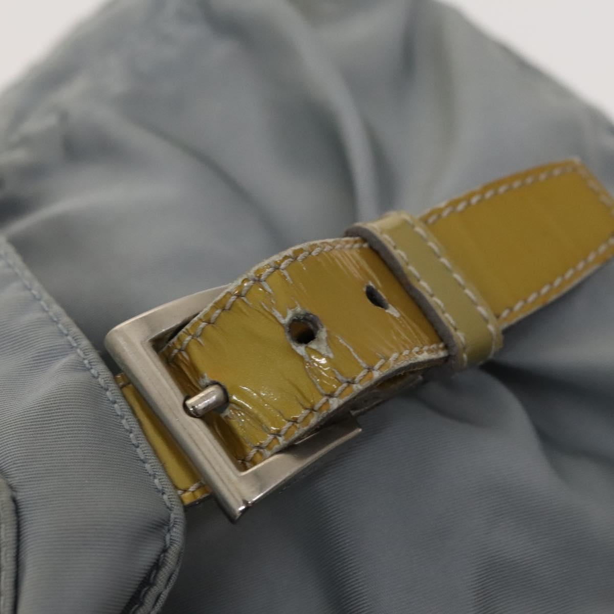 PRADA Shoulder Bag Nylon Light Blue Silver Auth 121882