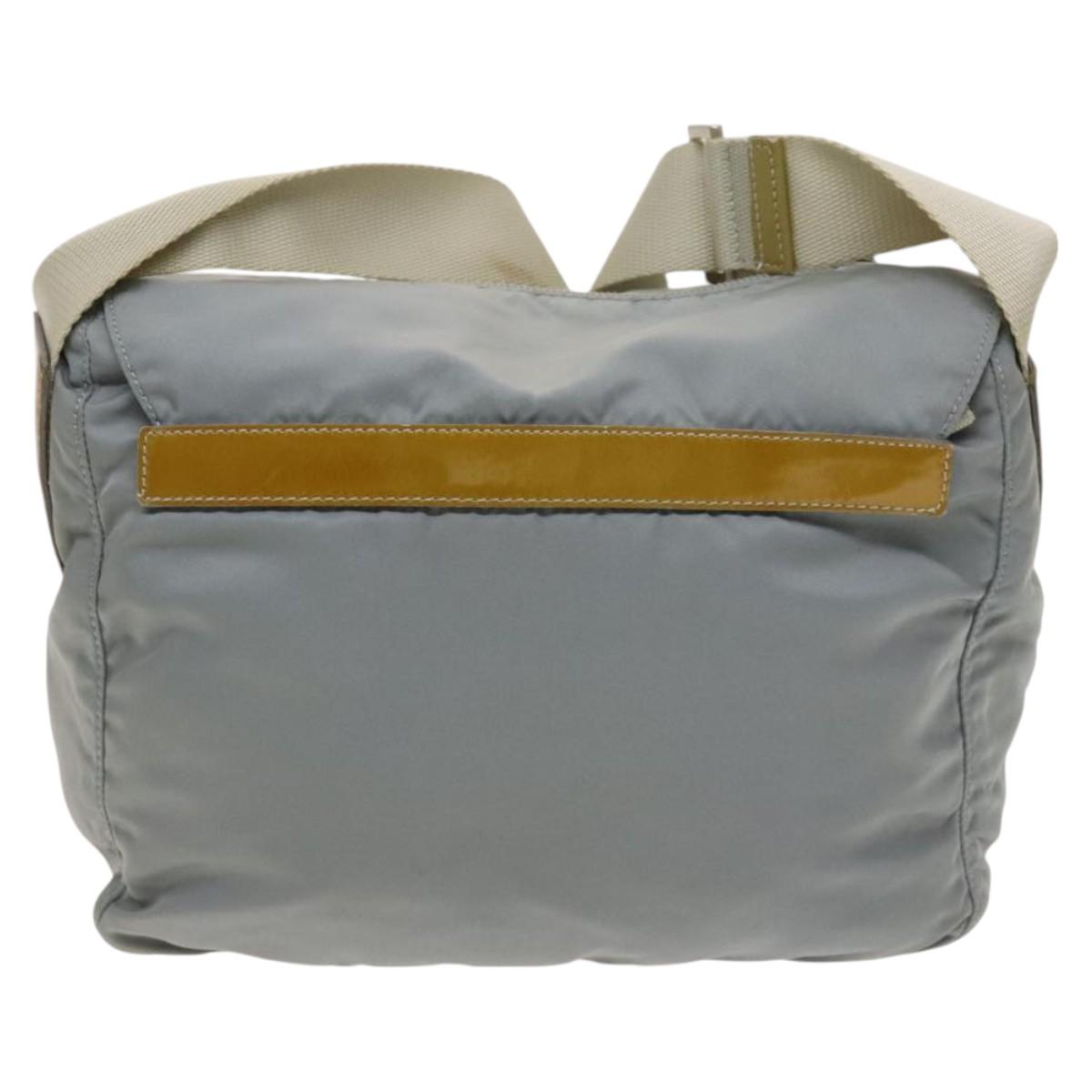 PRADA Shoulder Bag Nylon Light Blue Silver Auth 121882