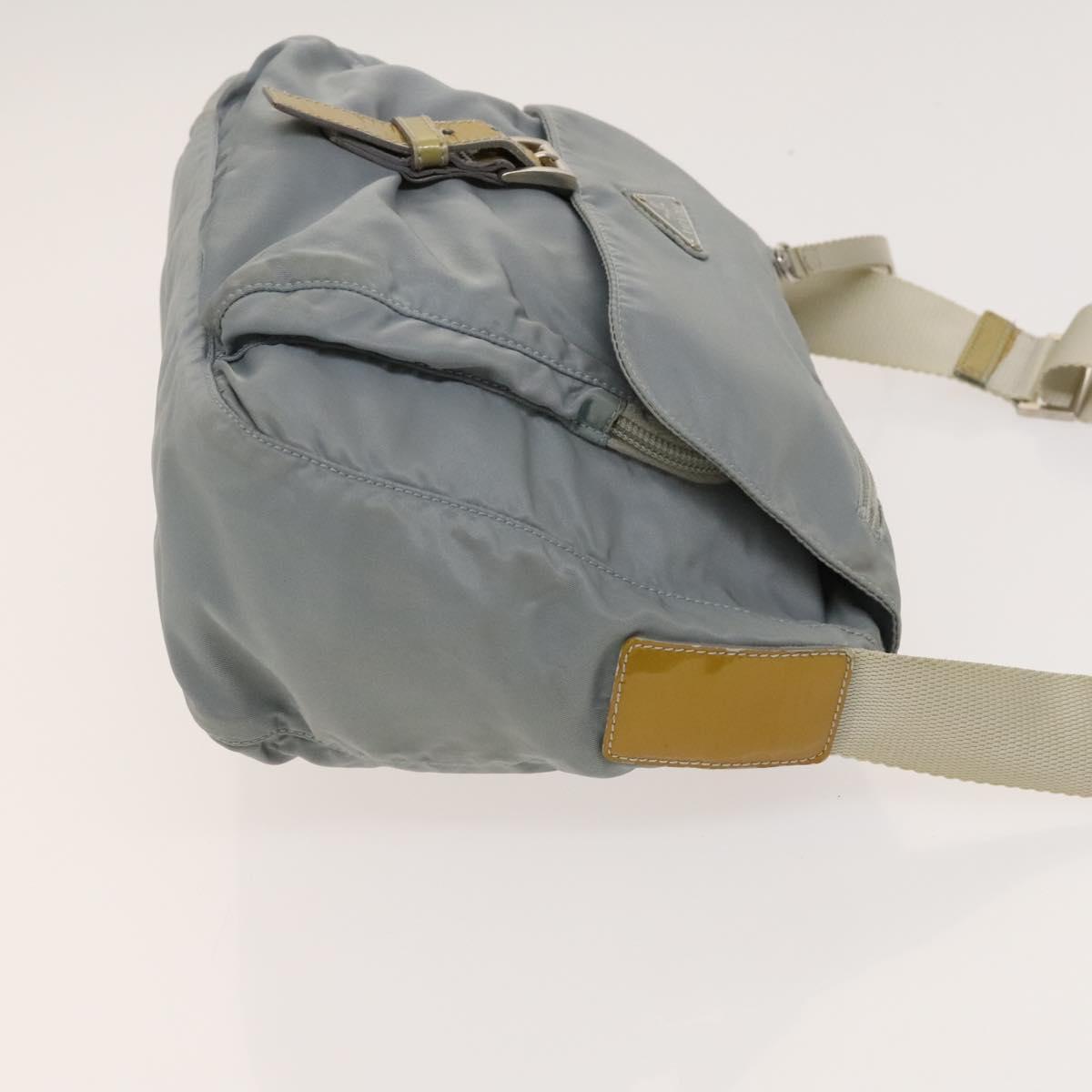 PRADA Shoulder Bag Nylon Light Blue Silver Auth 121882