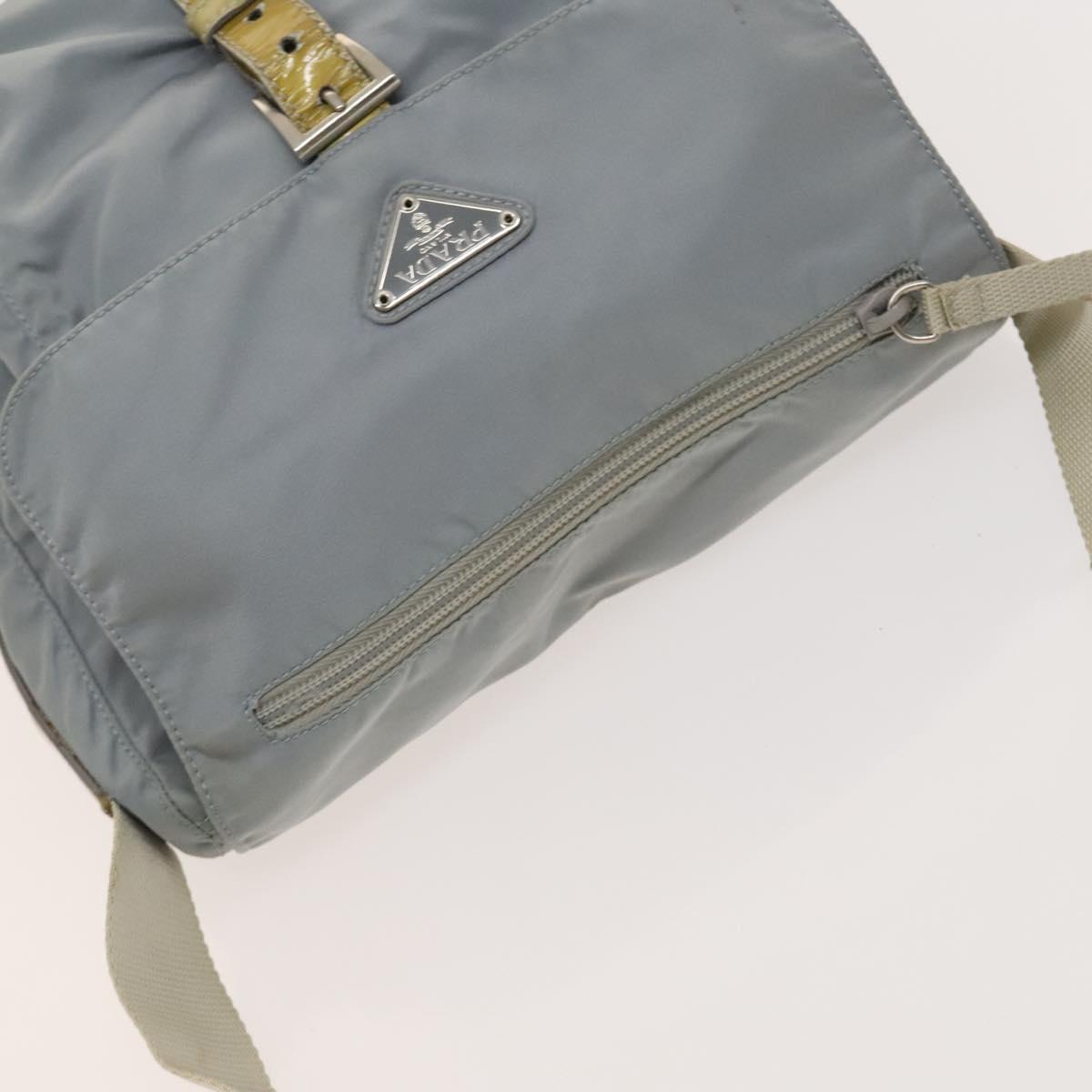 PRADA Shoulder Bag Nylon Light Blue Silver Auth 121882