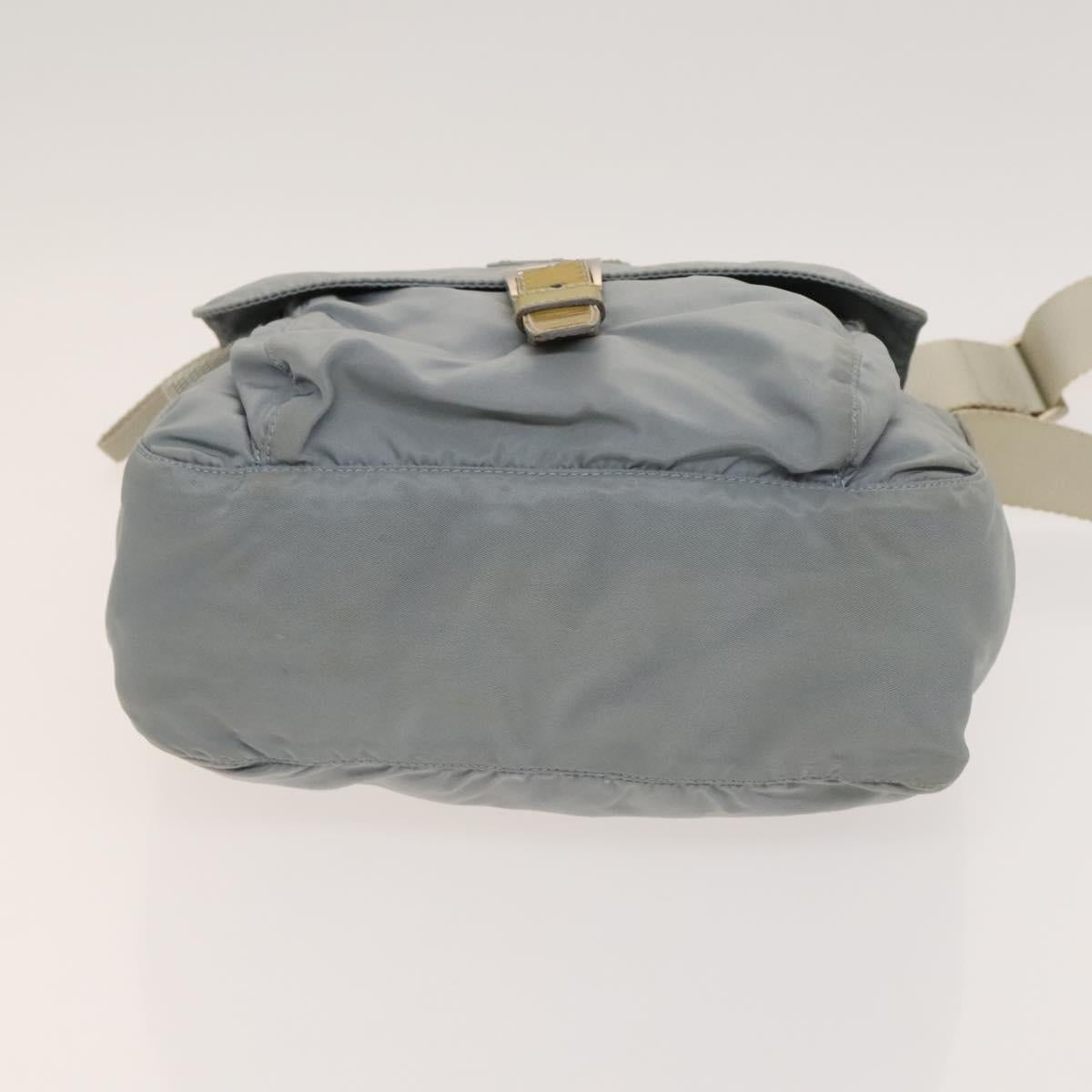 PRADA Shoulder Bag Nylon Light Blue Silver Auth 121882