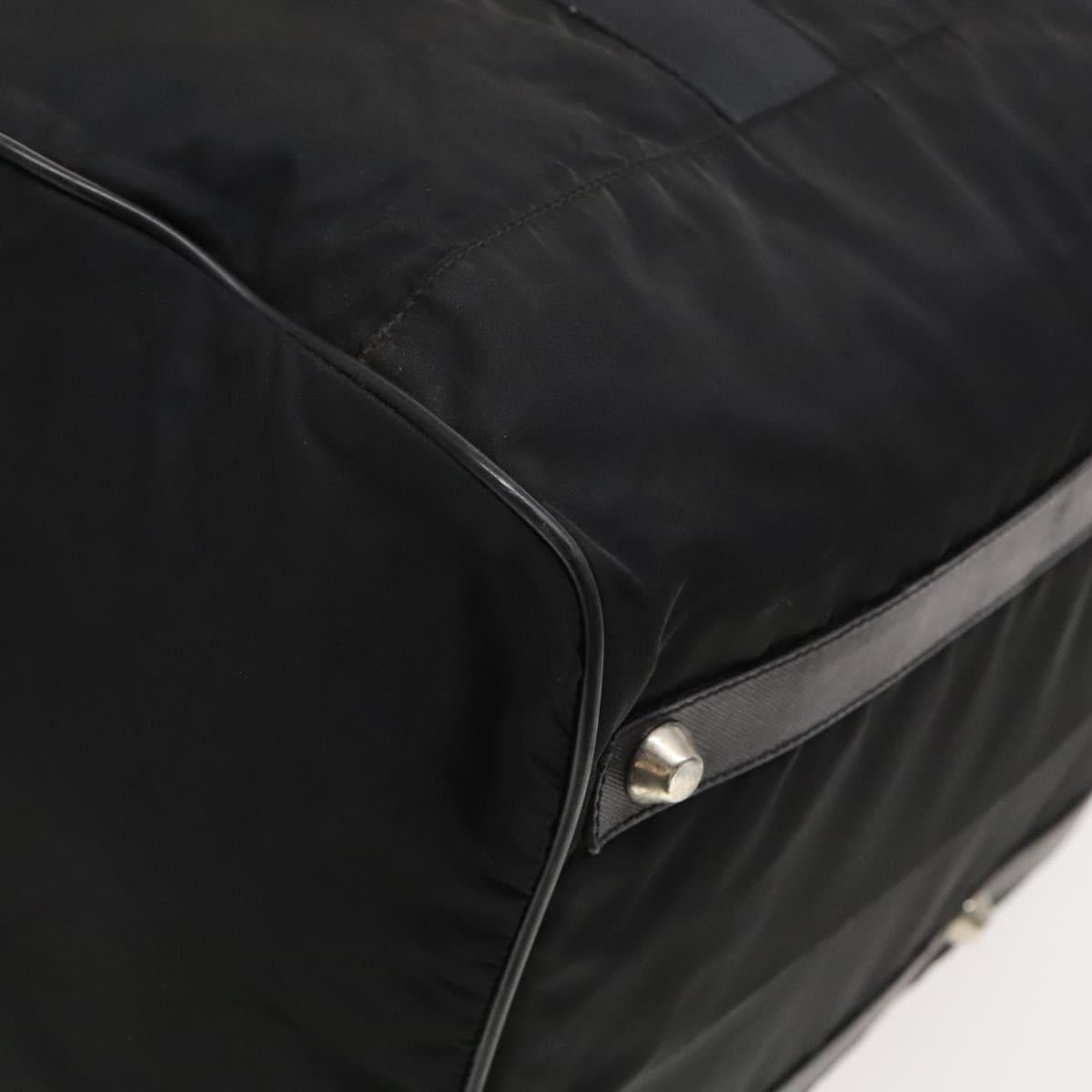 PRADA Boston Bag Nylon 2way Black Silver Auth 121883