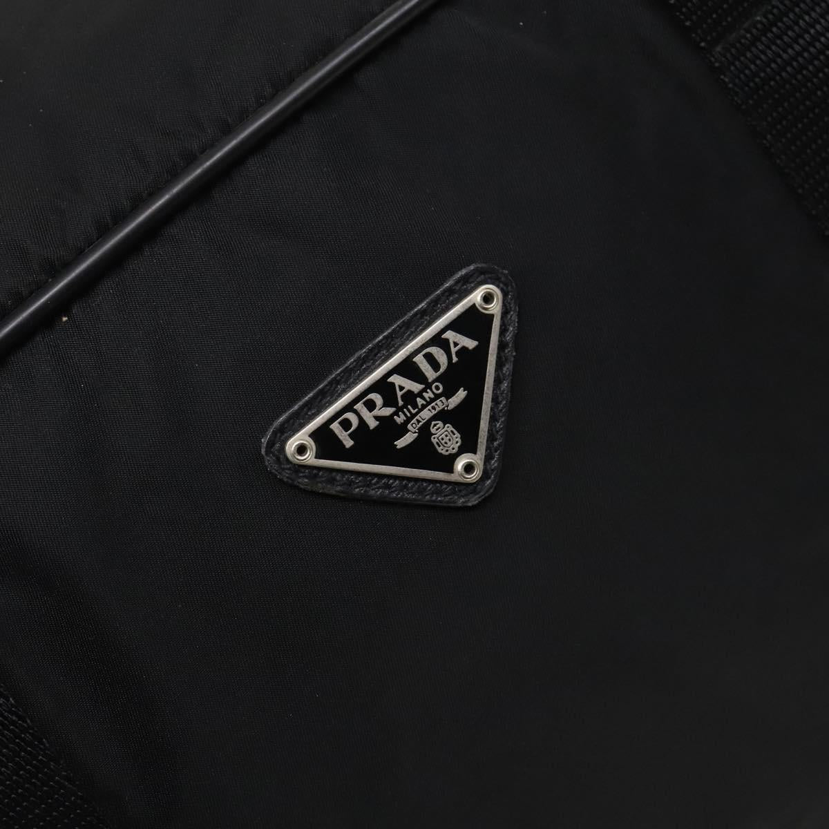 PRADA Boston Bag Nylon 2way Black Silver Auth 121883
