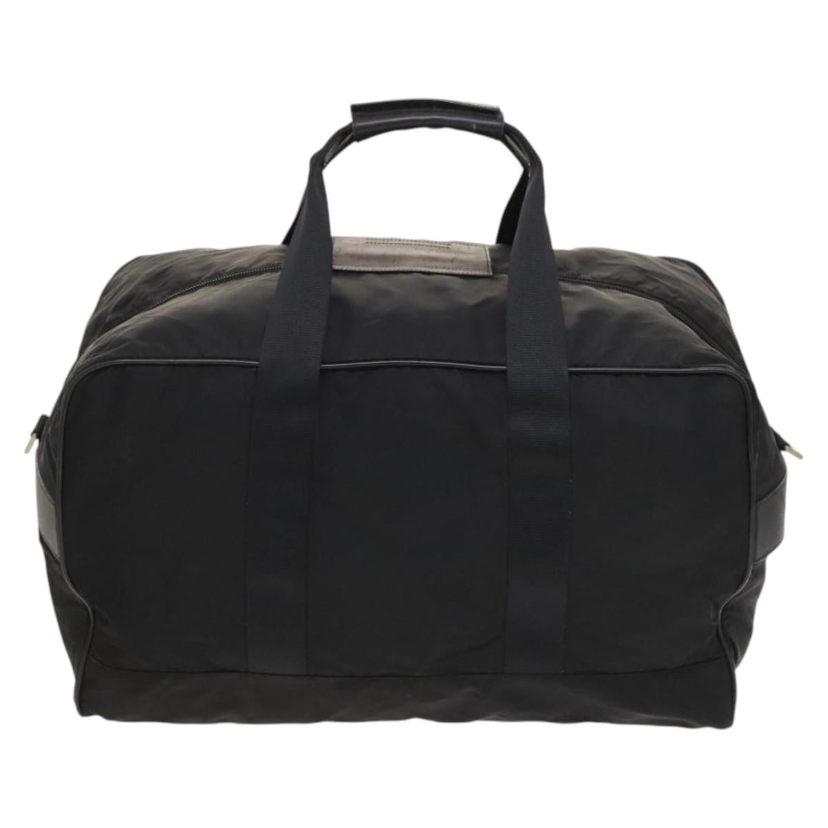 PRADA Boston Bag Nylon 2way Black Silver Auth 121883