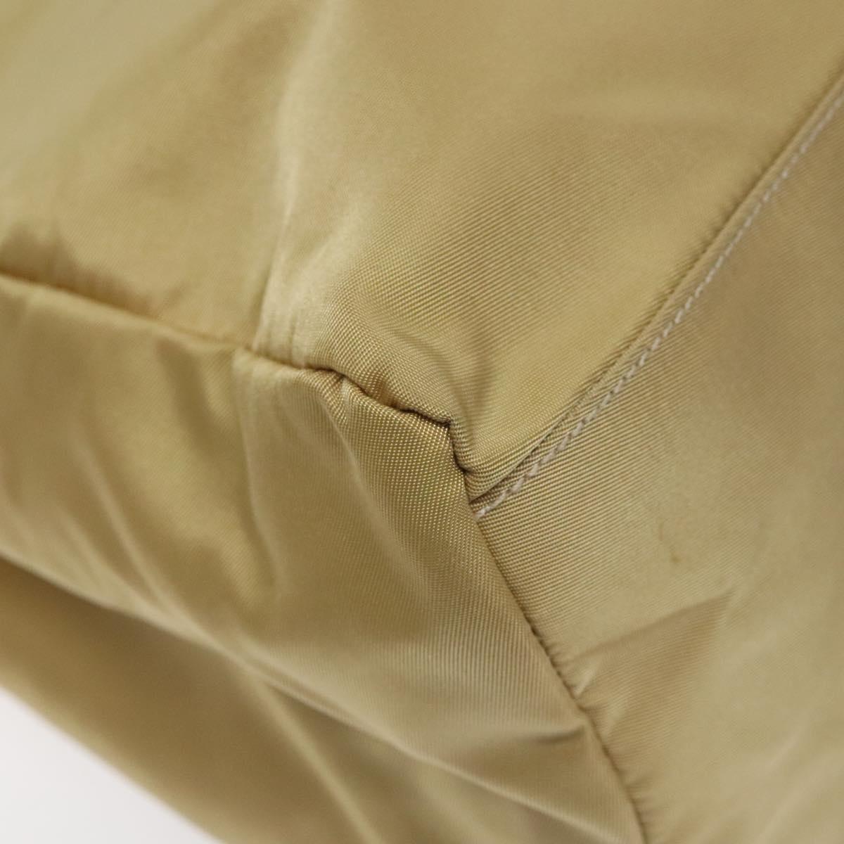 PRADA Hand Bag Nylon Beige Silver Auth 121920