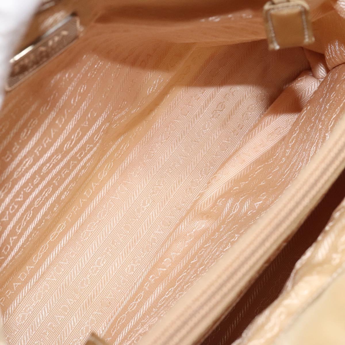 PRADA Hand Bag Nylon Beige Silver Auth 121920