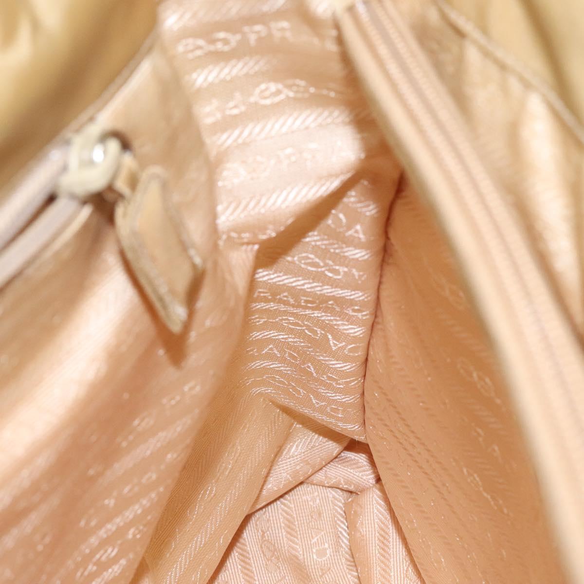 PRADA Hand Bag Nylon Beige Silver Auth 121920