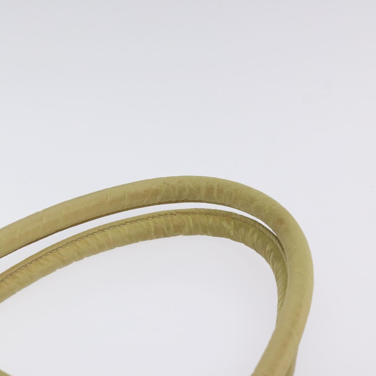 PRADA Hand Bag Nylon Beige Silver Auth 121920