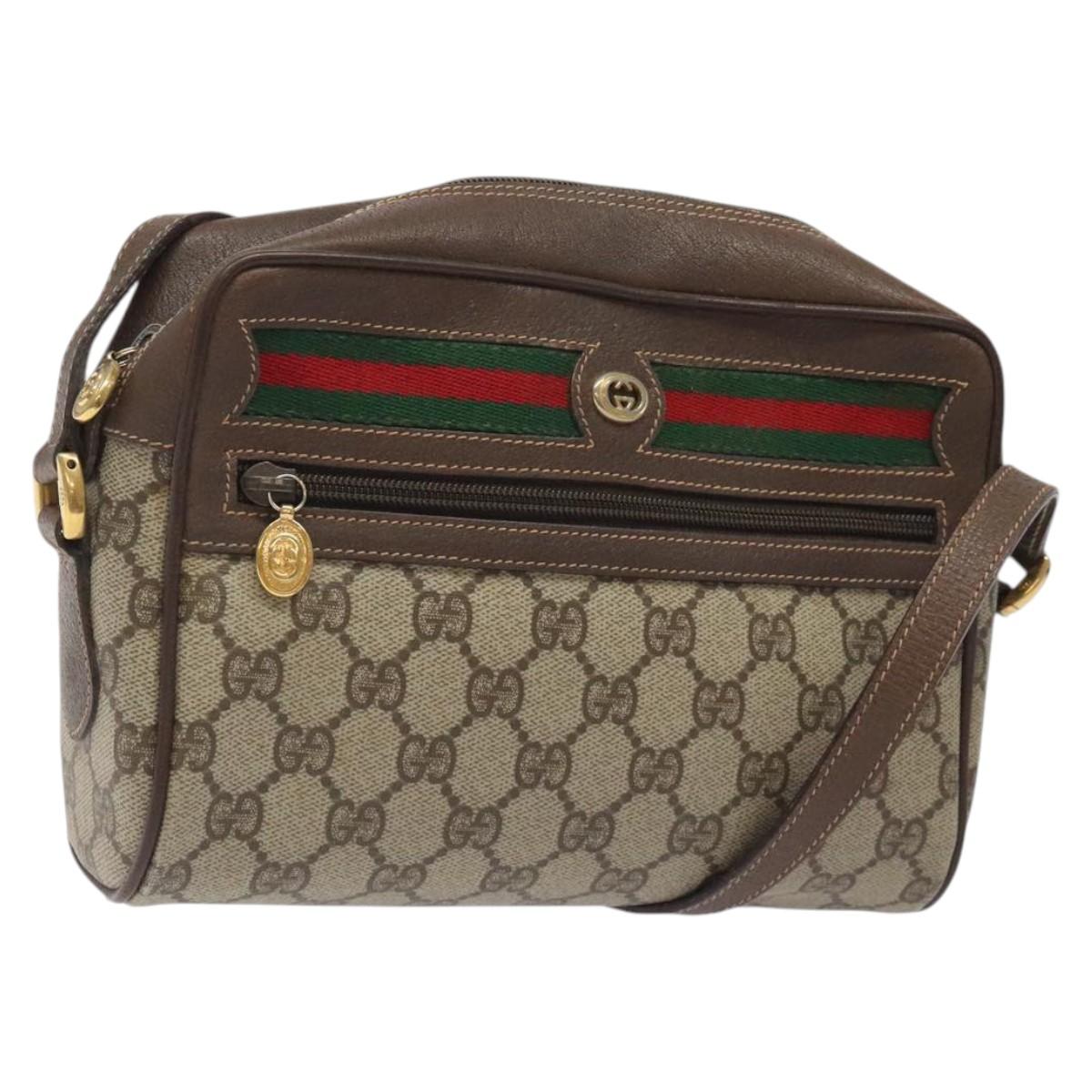GUCCI GG Supreme Web Sherry Line Shoulder Bag PVC Beige 56 02 087 Auth 121924