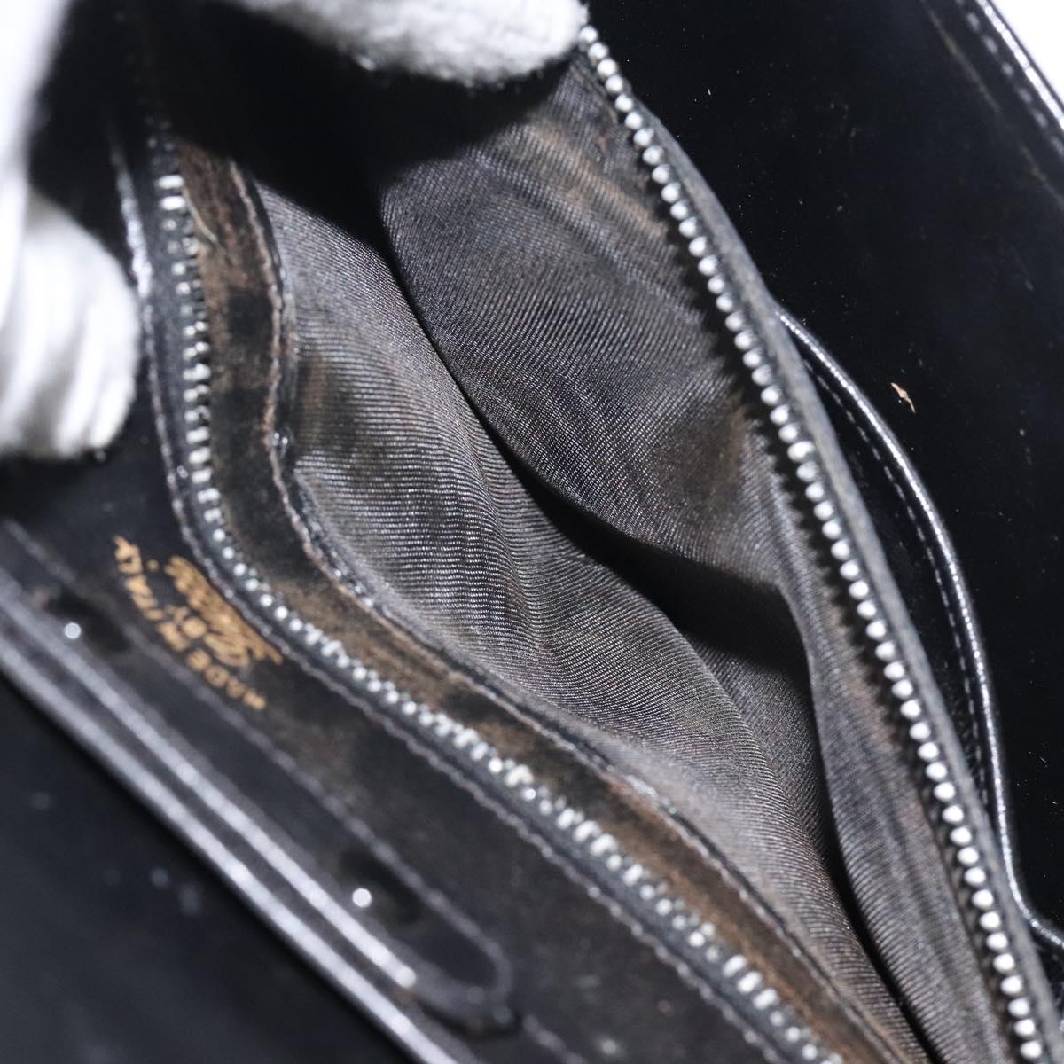 GUCCI Chain Shoulder Bag Leather Black Gold Auth 121927