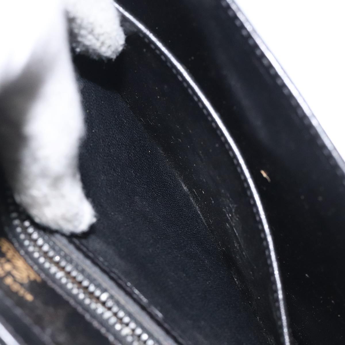 GUCCI Chain Shoulder Bag Leather Black Gold Auth 121927